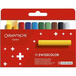 10 pastels à la cire - Permanents - Beaux-arts - Couleurs assorties - Caran d'Ache - Swisscolor