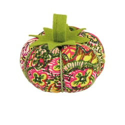 Tomate porte-épingles 8cm imprimé rose et vert