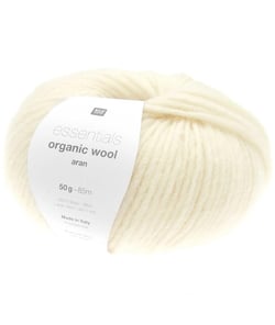 Pelote de laine à tricoter Essentials Organic Wool Aran - Rico Design 01 Creme ecru