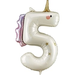 Ballon Aluminium Géant Licorne Chiffre 5 - 93 cm