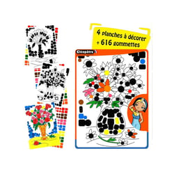 Pochette de gommettes - Planches à décorer - Fleurs - 616 gommettes - Cléopâtre
