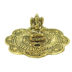 Porte-cônes d'encens Ganesh en aluminium doré