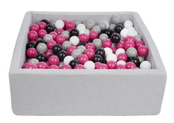 Piscine à balles pour enfant, 90x90 cm, Aire de jeu + 450 balles noir, blanc, rose,gris - Velinda
