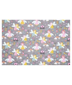 Tissu enfant matelassé fées de 138 cm de largeur ROSELIA GRIS vendu par 50 cm