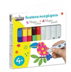 9 feutres magiques et avec motifs - Crealign - Jaune
