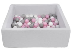 Piscine à balles pour enfant, 90x90 cm, Aire de jeu + 150 balles blanc,rose clair,gris - Velinda