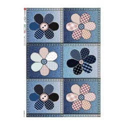1 feuille de papier de riz 22.5 x 32 cm découpage collage Paper Designs FLEUR PATCHWORK 0067