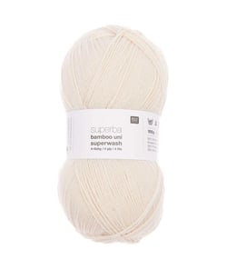 Pelote de laine à chaussettes à tricoter Superba bamboo UNI superwash - Rico Design Ecru (007 - CREME)