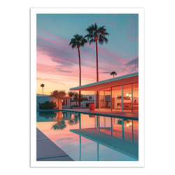 Affiche 30x40 cm - California Sunset House Pool - Philippe Hugonnard