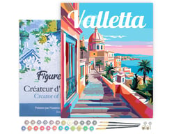 Peinture par Numéro Figured'Art avec Cadre - Affiche de voyage Valette - Kit de Loisir Créatif DIY Numéro d'Art Complet - 40x50cm toile tendue sur châssis