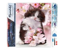 Diamond Painting Broderie Diamant Figured’Art 40x50cm toile entière roulée avec diamants carrés - Chat et Fleurs