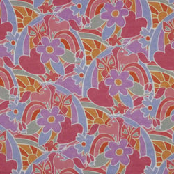Tissu Sweat léger French Terry Fleurs et licornes sur fond Lilas