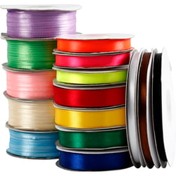 Ruban de satin, L : 3-19 mm, ass. de couleurs, 15 rouleau/ 1 Pq.