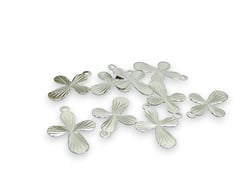 10 Petites breloques fines croix strié 17.5*12mm laiton plaqué argent 925