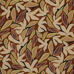 Tissu Viscose Lia feuilles beiges sur fond Marron