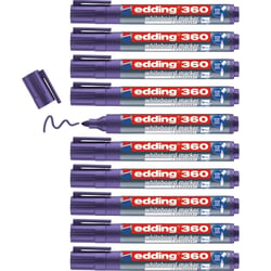 Lot de 10 marqueurs pour tableaux blancs effaçables - EDDING 360 - Violet - Pointe 1,5-3 mm