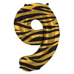 Ballon Aluminium Hélium Tigre Chiffre 9 - 86 cm