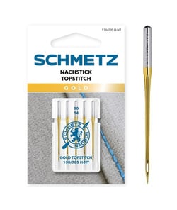 Lot de 5 Aiguilles machine à coudre Surpiqûre Gold 90/14 - 130/705 H-NT - Schmetz