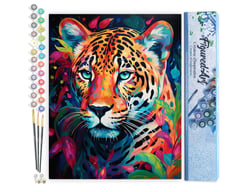 Peinture par Numéro Figured'Art - Léopard Coloré Abstrait - Kit de Loisir Créatif DIY Numéro d'Art Complet - 40x50cm sans châssis en bois