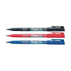 Lot de 12 marqueurs permanents - PENTEL - pointe 1 mm - encre acrylique - rouge - GREEN-LABEL NMS50