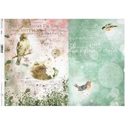 1 feuille de papier de riz 29,7 x 42 cm Itd Collection OISEAU VINTAGE 392L