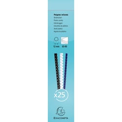 Boite 25 reliures spirales plastique 12mm - Blanc - Exacompta