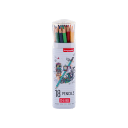 Crayons de couleur - 12 + 6 couleurs - Boîté métallique - Coloriage - Enfant - Bruynzeel