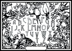Tableau velours a colorier ALPHABET DES OISEAUX Sericolor