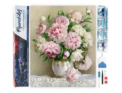 Diamond Painting Broderie Diamant Figured’Art 40x50cm toile entière roulée avec diamants carrés - Bouquet de Pivoines