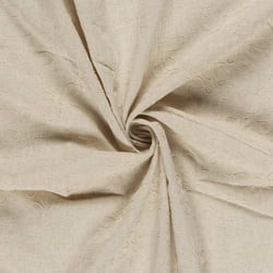 Tissu Viscose Lin chaine et trame Alice broderie fleurs sur fond Beige