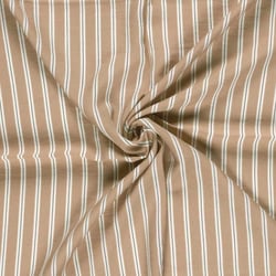 Tissu Crêpe de Viscose Basile fines rayures sur fond Beige sable
