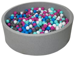 Piscine à balles pour enfant, env.125 cm + 900 balles blanc, bleu, rose, gris, turquoise - Velinda