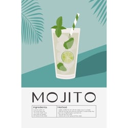 Tableau sur toile cocktail Mojito 30x45 cm