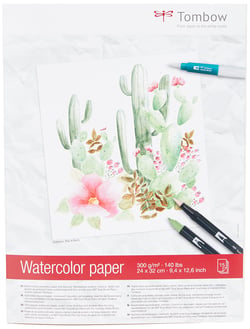 Tombow PB-AQUA Papier aquarelle 24 x 32 cm, 15 feuilles