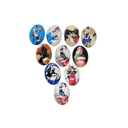 10 cabochons ovale en verre assorties 18 x 25 mm PIN UP HALLOWEEN