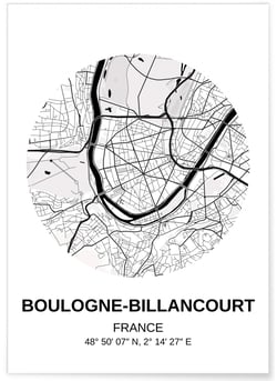 Affiche Carte Boulogne-Billancourt | A3 : 29,7x42cm