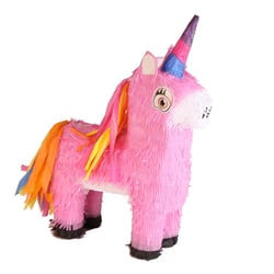 Pinata Licorne Rose crinière Rainbow (35 cm)