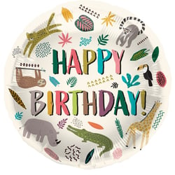 Ballon à plat Birthday Zoo Party - Ø45 cm