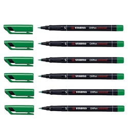 Lot de 6 feutres permanents pointe super fine - STABILO - OHPen universal - Vert