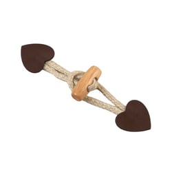 Brandebourg coeur simili cuir marron 2,4cm x 10cm