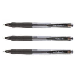 Lot de 3 stylos bille UNI-BALL - Laknock SN100/14 - Noir - Pointe large
