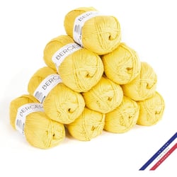 10 pelotes de laine - Safran - 100% coton bio - 3mm - Tricot et crochet - Bergère de France