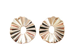 2 Breloques plissées rond ajouré 22*18mm doré