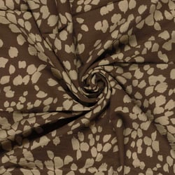Tissu Crêpe de Viscose Louis pétales Beige sable sur fond Marron