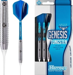 Fléchettes Genesis Tungsten soft 16g B - Harrows - Bleu