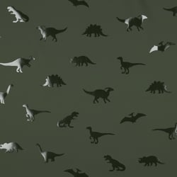 Tissu Imperméable dino brillant Timo sur fond Vert profond - Au mètre