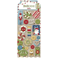 BoBunny - Boutons chipboard Dear Santa 21 pièces