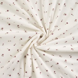 Tissu Jersey Coton Bord côte Petites roses sur fond Blanc cassé