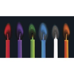 Bougies de fête flamme colorée, ø5mm, 5,5cm, y compris support, Boite 12pce