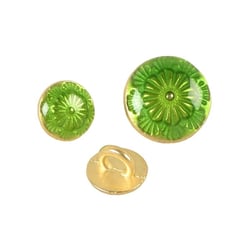 Bouton métal laqué vert normandie